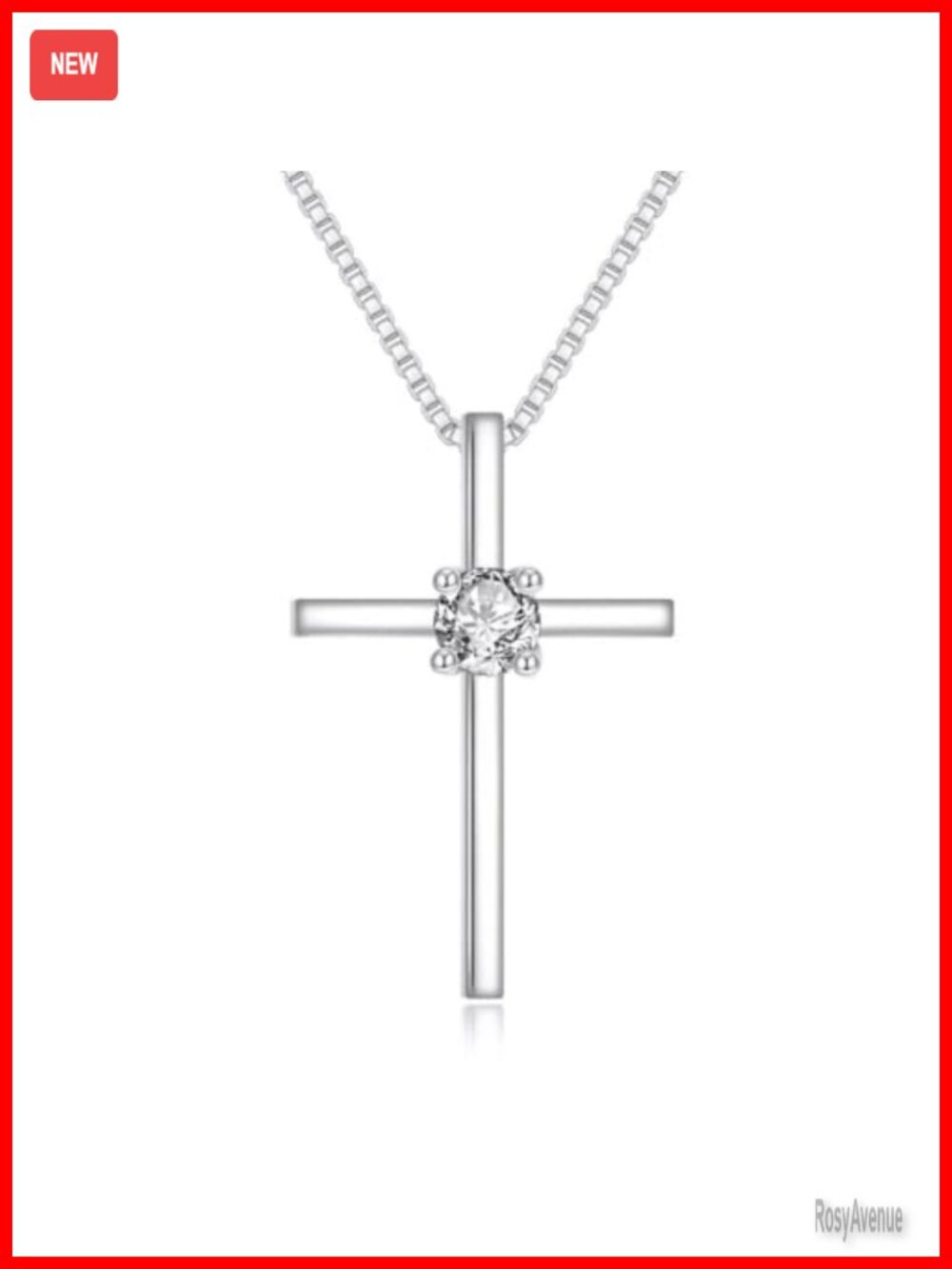 14K White Gold Lab Diamond Cross Pendant Necklace